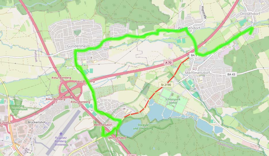 20240626 Umfahrung von der A73 zur Ferienwohnung Weidl.